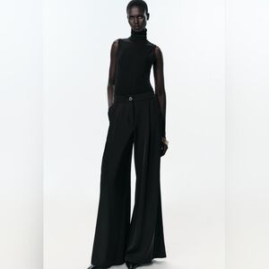 Zara Black Wide-Leg Fluid Pants